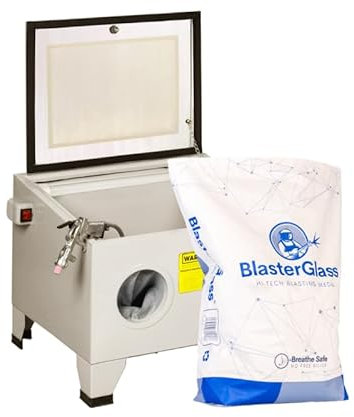 BPAC Cabine de Sablage 90 L + Abrasif Granulat de Verre 20 KG - Kit Sablage de Cabine Sablage avec un Sac d'Abrasif
