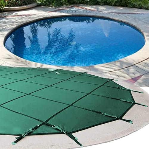 Cobertor Funda Piscina Invierno Cubierta De Seguridad Para Piscina De Invierno De Malla Verde Redonda, Cubierta Comercial Para Piscina Enterrada Para Cubierta De Madera/ Piso De Hormigón(23FT/7M)