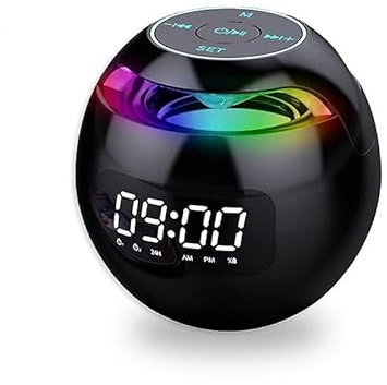 aiworth Radio-réveil numérique avec haut-parleur Bluetooth - Haut-parleur stéréo sans fil Hi-Fi Bluetooth 5.0 avec affichage LED - Double réveil intelligent avec veilleuse RVB
