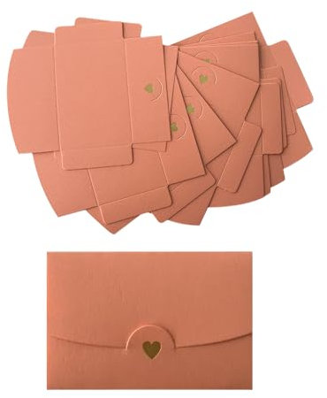 CZAKOMIX 40 PCS Mini Envelopes, Petite Enveloppe Mariage,Enveloppe Cadeau,Avec Boucle En Forme De Cœur,Pour Les Invitations,Les Mariages,Les Cartes-Cadeaux Diy,Noël Et La Saint-Valentin(Rose)