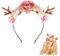Rentier Haarreif mit Blumen,Antlers Headband with Flowers Reindeer Accessories haarschmuck Für Weihnachten Kopfbedeckung Weihnachts stirnbänder Für Frauen Tier Kostüm Kostüme Zubehör Karneval Cosplay