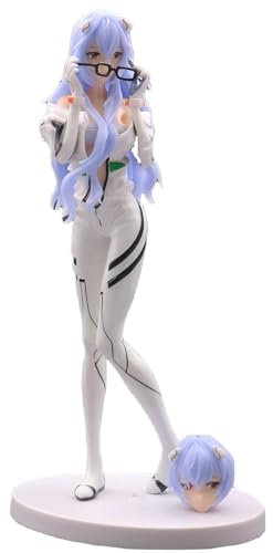 Ayanami Rei Anime-Figur, stehende Haltung und austauschbare Kopfmodellierung, 22,5 cm, Figur Statue für Schreibtisch und Raumdekoration und Sammlung