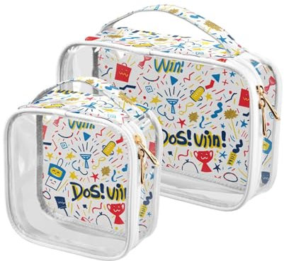 aidingzhi 2 transparente große Kulturbeutel, TSA-zugelassen, wasserdicht, Reise-Kosmetiktasche, Rasierset, Doodle, Doodle