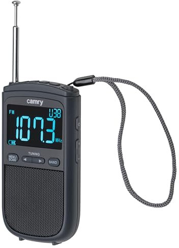 Camry Radio Digital Portátil, CR 1905, Pantalla LCD, FM/Am, Batería 900mAh, USB-C, Antena Telescópica, Negro