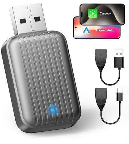 Aileway Wireless CarPlay Adapter UK, 2025 Android Auto Car Play Wireless Adapter, Plug & Play, Convert Wired CarPlay to Wireless, Compatible with iPhone iOS 10+, Android 11+ for Cars 2016+