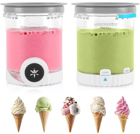 Récipients pour sorbetière Ninja Creami, 2 récipients à glace, sans BPA et lavables au lave-vaisselle, compatibles avec les récipients pour sorbetière Ninja Swirl, séries Ninja Swirl NC700 et NC701