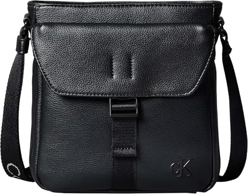 Calvin Klein Herren Crossbody Bag Tasche Webbing Strap mit Logo-Print, Schwarz (Black/White Webbing), Einheitsgröße