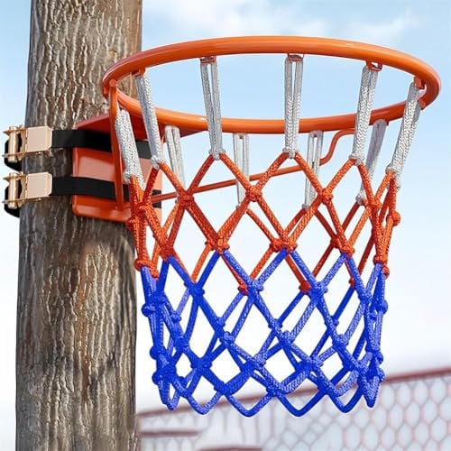 MIDUOLAI Orange,45CM,Basketball Hoop Wall Mounted, Outdoor Tree Pole Basketball Rim Toy for Kids Adult, Portable Basketball Goal Set with 2 Straps, for Shooting Practice