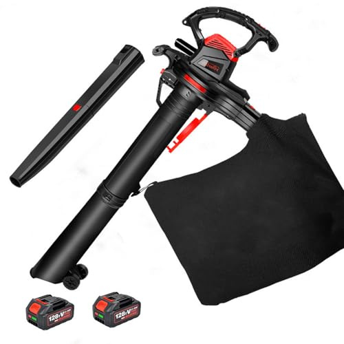 Akku-Laubsauge, 3 in 1 Elektro Laubbläser – Gebläse, Sauger & Häcksler, Blasluftstrom 340 km/h, 40 Volt, Fangsack 40 L, Saugleistung 256 m³/h, Elektro-Laubsauger Ergonomischer Handgriff