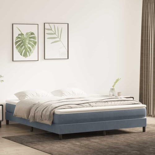 Teenpull Boxspringbett ohne Matratze Dunkelgrau 180x220 cm Samt gepolstertes Bett mit stabilem Bettrahmen und Lattenrost für erholsamen Schlaf Schlafzimmermöbel