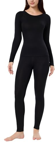 CAOZITOU 100% Merino Unterwäsche Damen Set, Merinowolle Skiunterwäsche Thermounterwäsche, Warme Langarm Funktionsunterwäsche Frauen für Winter (Schwarz 250, M)