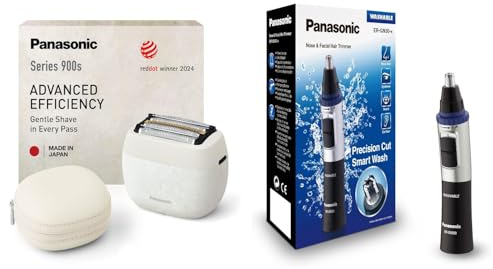 Panasonic Ultimate Grooming Kit für Herren: Series 900s Wet & Dry 5-Klingen-Rasierer mit ER-GN30 Präzisionstrimmer für Nasen-, Ohren- und Gesichtshaare – für perfekte Pflege überall.