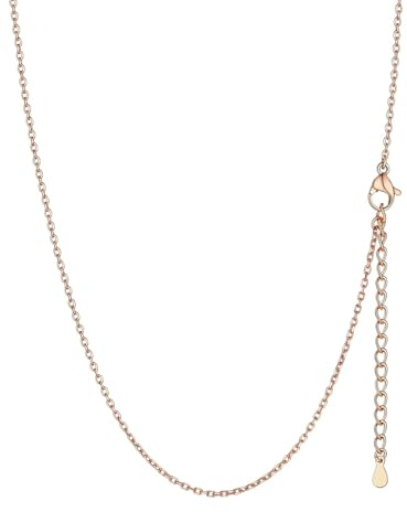 Suplight Adjustable Necklace Chains for Women, 1.4/2MM Thin Rolo Cable Chain Stainless Steel 14/16/18/20/22/24/26/28/30 inch, Silver/Gold/Black/Rose Gold Necklaces Hypoallergenic Women Jewellery Gift