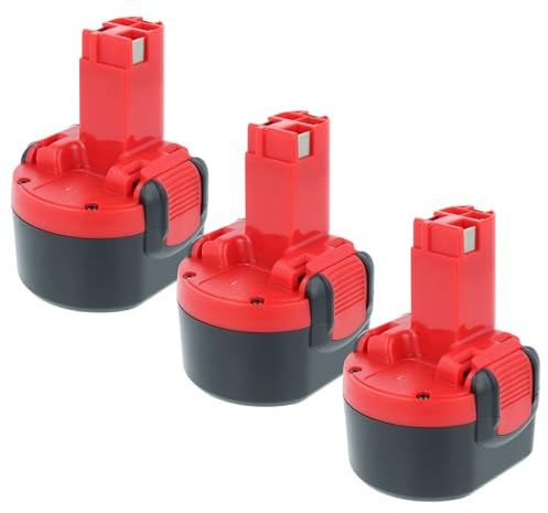 vhbw 3X Akku Ersatz für Bosch 2607 335 540, 2 607 335 539, 2 607 335 524, 2607 335 674 für Werkzeug (3300 mAh, NiMH, 9,6 V)