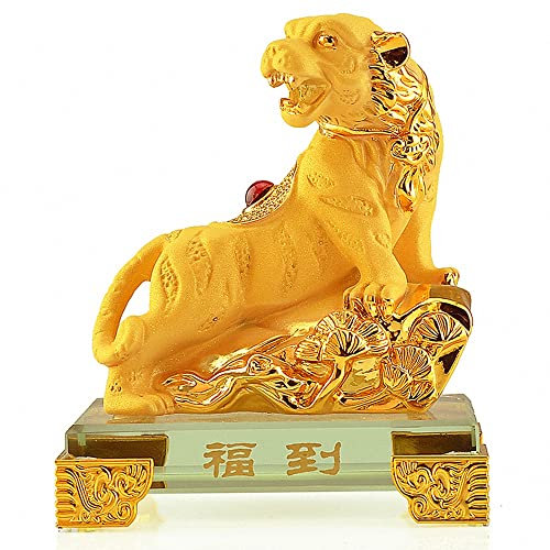 BOYULL Chinesischer Sternzeichen Tiger Golden Resin Sammelfiguren Tischdekoration Statue