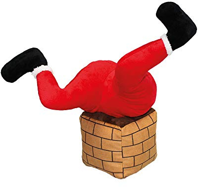 Holly & Robin Santa Stuck In A Chimney Plush Dog Toy,Red