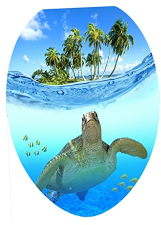 HomeDecTime Wasserdicht WC Aufkleber - Schildkröte, Tropisch, Tierdruck, Vinyl, Sticker, 1 Stück