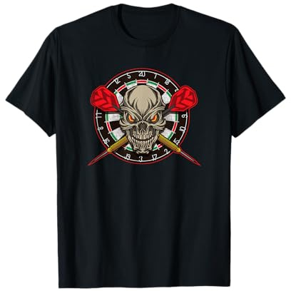Darts Totenkopf mit Dartpfeile und Dartscheibe T-Shirt