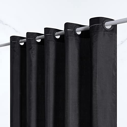 Furlinic Duschvorhang Überlänge für Badezimmer, Badvorhang Anti-schimmel Textil für Badewanne und Dusche, Vorhang aus Stoff Antibakteriell Waschbar Hookless Extra Groß Schwarz 180x210cm.
