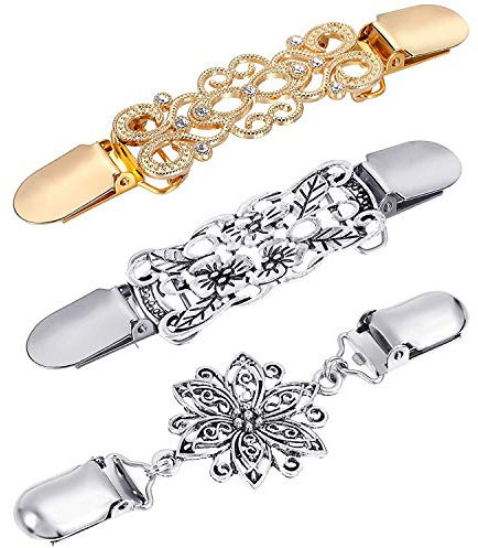 Basage Lot de 3 pinces à linge vintage pour pull, châle, robe, cardigan,