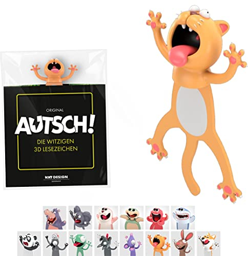 KXT Witzige 3D Lesezeichen - Original AUTSCH! Cartoon Tiere - Lustiges Geschenk für Kinder und Erwachsene (Katze)