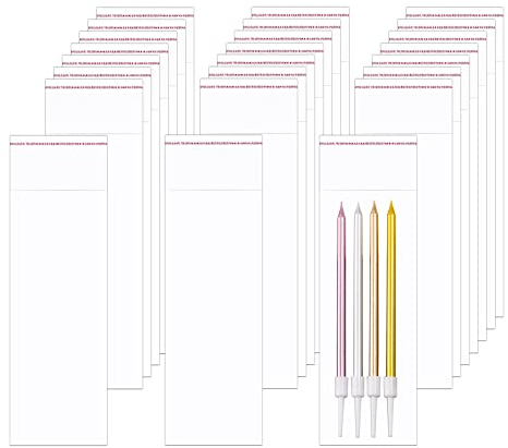 Sachets Transparents en Cellophane 8x20cm 100 Pièces Plastique OPP Sachet Alimentaire Clear Cellophane Sacs Auto-Adhésifs 50microns pour Bijoux Artisanat Bougies Fête Décorative(3 Tailles au Choix)