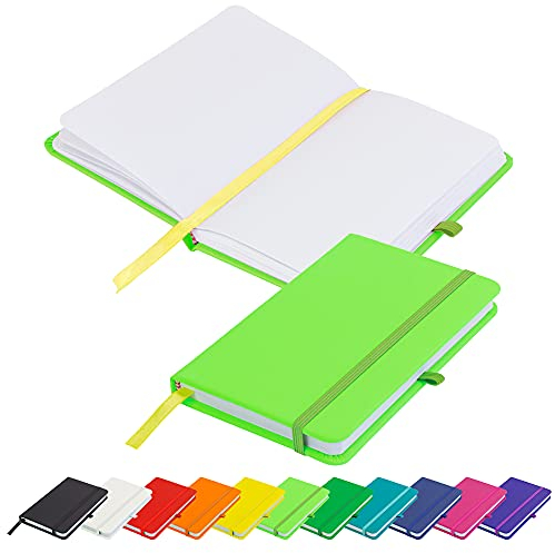 Blanco Basic A6 Notizbuch unliniert Uni Seite neues gebundenes Tagebuch mit Stiftschlaufe, Gummibandverschluss, Schleifenband Marker und Stiftschlaufe Notizblock Notizbuch Notizen Tagebuch Block