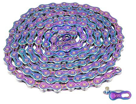 LLDDSS Fahrradkette 12 Speed-Ultralight Fahrrad EL/SLR Kette Bunte Straßen-Fahrrad-Durable volle Hohle Ketten 126L MTB Mountain Bike Parts (Color : 12s Rainbow EL)