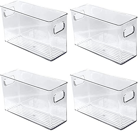 HSF 4pcs Fridge Classified Storage Box Fridge Storage Containers, Clear PET Material Storage Box 26 * 9.7 * 15.3cm Fridge Parts & Accessories