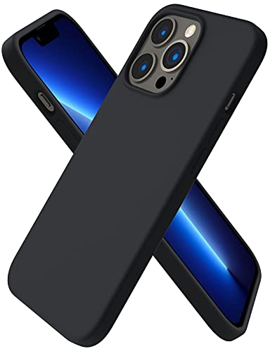 ORNARTO Compatible with iPhone 13 Pro Case 6.1, Slim Liquid Silicone 3 Layers Full Covered Soft Gel Rubber Case Cover 6.1 inch-Black