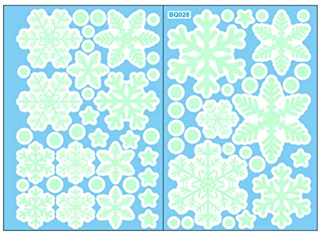 Yumoo Adesivi per finestra con fiocco di neve di Natale che si illumina al buio, adesivi statici luminosi, decorazioni natalizie in PVC, decorazioni per finestre di Natale, decorazioni per la casa,