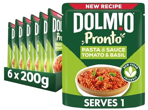 Dolmio Pasta Pronto Tomato & Basil Microwave Fusili with Sauce, Bulk Multipack 6 x 200g Pouches