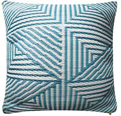 FAB HAB Outdoor-Kissen aus recyceltem Premium-Kunststoff – Kopfkissen, Wurfkissen – wasserfest, farbecht – Modern, Geometrisch - Terrasse, Wohnzimmer, Veranda – Tokyo - Petrol (42 x 42)