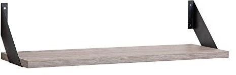 Wandregal mit Regalwinkeln, Regalboden Breite 60, 80 o. 100cm wählbar, T25xH2,5cm, Schweberegal versch. Farben Büroregal Wandboard Bücherregal Regal Büro, Laden, Flur (Breite 100cm, Eiche modern)