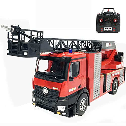 QIYHBVR Water-sprayable Electric Remote Control Fire Truck Shoots Water 1/14 Large RC Fire Engine Working Sounds Lights RC Trucks For Kids