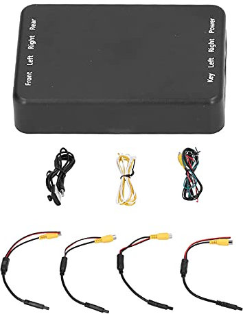 Auto-Video-Umschalter, 4-Wege-360-Grad-Panorama-Rückfahrkamera-Steuerschalter 9-15 V Rückfahrbild-Konverter Rückfahrsystem für Auto