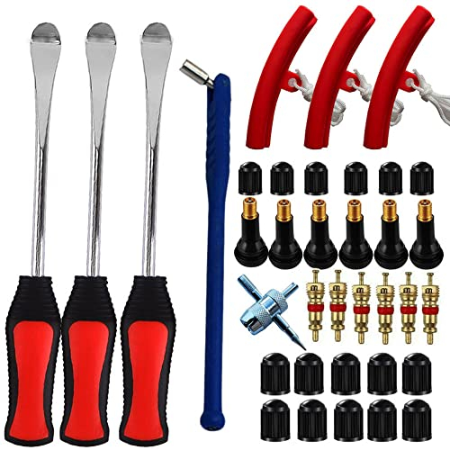 finoki Reifenschalthebel mit Felgenschutz Reifenlöffel Eisenwerkzeugsatz für Motorrad-/Fahrrad-/Autoreifen Reifenheber Reifen Montiereisen (30PCS)