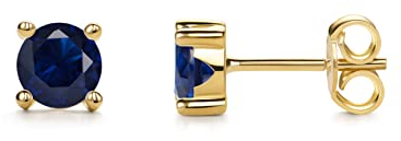 14 Karat 585 Gelbgold Ohrringe Hochglanz Solitär Ohrstecker mit Saphir