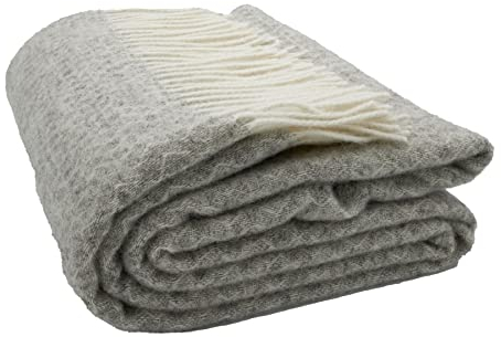 GLAESER Wohndecke - fair de Luxe Wolle pur | Wolldecke aus 100% Wolle | Couchdecke/Sofadecke | Wohlfühlende und Anschmiegsame Kuscheldecke | (Gray violete)