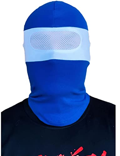 PGWEAR Sturmhaube NET mit durchsehbarem Netz im Augenbereich in blau weiß gestreift I Balaclava Maske I Hooligans Ultras Fußball
