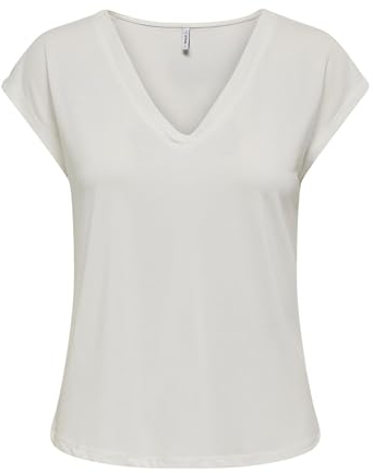 Camiseta de Mujer Cuello en V Manga Corta básica., Color:Blanco, Talla:L