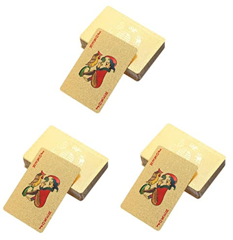 Toyvian 3 Stück 1 Kartenspielen Partytischdekoration Goldene Deckkarten Punktekarten Aus Kunststoff Kartendeck Goldene Pokerkarten Glitzer Spielen Rollenspiel PVC Tierkreiskarte Blitz