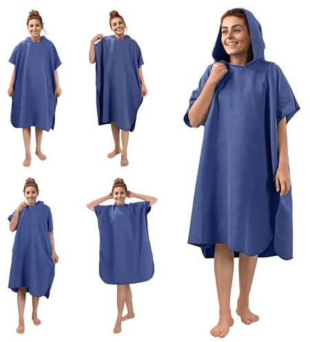 JEMIDI Badeponcho Unisex - Surf Poncho aus Mikrofaser - Tuch für Erwachsene - Bademantel für Damen und Herren - Badetuch mit Kapuze - schnelltrocknend