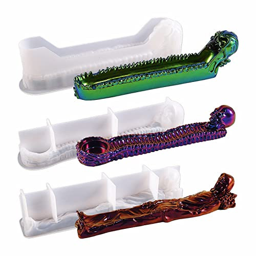 JEYUQAXY Moule à encens en forme de tête de mort - 3 styles de porte-encens en résine - Moules en silicone 3D pour bougie en résine, plâtre, résine, art de tête de mort, décoration d'aromathérapie