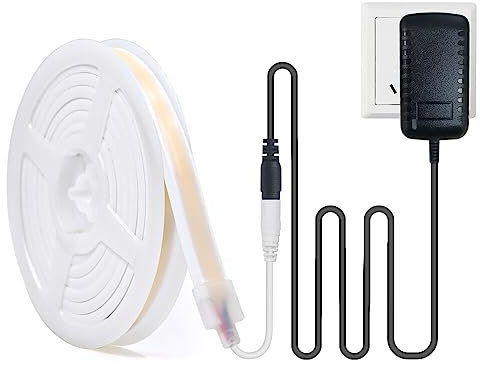 HEGEHE 5V COB LED Streifen, 320leds/m Superhell Hohe Dichte Licht, IP67 Wasserdicht Diffusion Flex LED Schlauch Schlafzimmer Küche Home Innendekoration (Warmweiß, 0.5M)