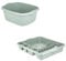 Aurora - Plastic Rectangular Washing Up Bowl & Large Dish Drainer Rack Plate Holder Kitchen Sink Set of 2 (Silver Sage)