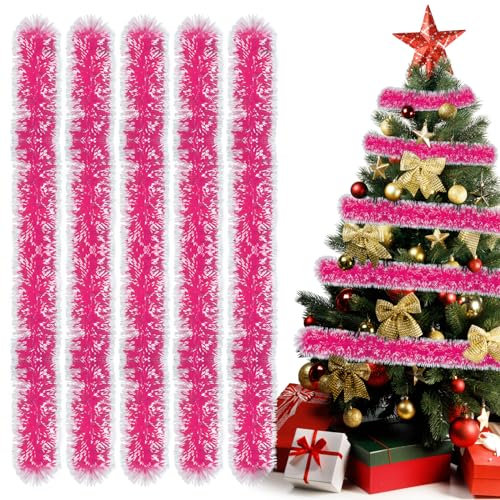 10m Weihnachtsgirlanden,5pcs Lametta Weihnachtsbaum,Lametta Girlande, Lametta Girlande Weihnachten,Weihnachten Lametta Girlande,Glänzend Girlande Für Weihnachtsbaum Dekoration