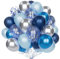 Ballons Bleu Marine Argenté, 60 Pcs 12 Pouces Foncé Nacré Clair Métallisé Avec Confettis Latex Hélium pour Anniversaire Mariage Fête Baby Shower Décor