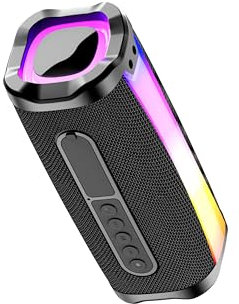 Portable Bluetooth Speakers, 20W Wireless Speaker with HD Loud Stereo Sound, 18H Playtime, Bluetooth 5.1, RGB Lights, FM, Built in Mic, IP7 Waterproof Speaker for Home, Outdoors, Travel, Birthday Gift