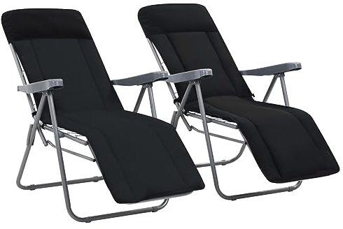 ARKEM Klappbare Gartenstühle mit Polstern 2 STK. Schwarz TerrassenstüHle CampingstüHle Set Klappbar StüHle FüR DraußEn BalkonstüHle